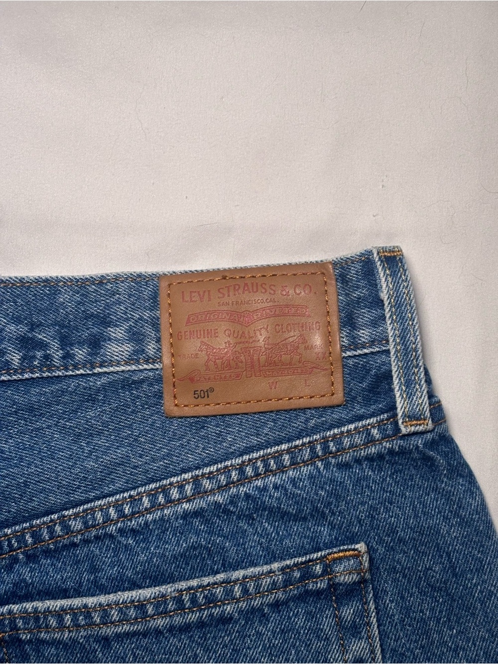 Levi's Dark Blue Denim Frayed Cutoff Shorts - Picture 5 of 7